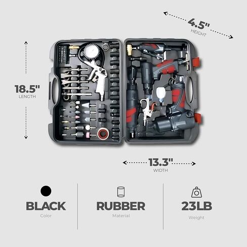 Master Mechanic 100 قطعة أدوات الهواء مع وجع تأثير ، مطحنة مستقيمة ، وروح السقاطة للأدوات وتحسين المنزل ، الأسود in Saudi Arabia