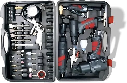 Master Mechanic 100 قطعة أدوات الهواء مع وجع تأثير ، مطحنة مستقيمة ، وروح السقاطة للأدوات وتحسين المنزل ، الأسود in Saudi Arabia