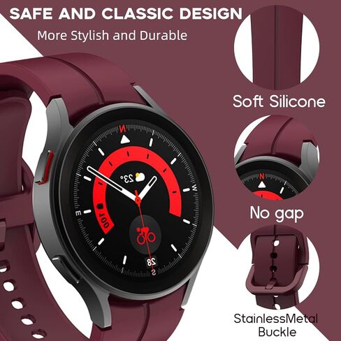 𝐊𝐢𝐭𝐰𝐚𝐲 نطاقات متوافقة مع Samsung Galaxy Watch 5 Pro 45mm/Galaxy Watch 7 6 5 40mm 44 مم ، لا يوجد حزام استبدال سيليكون الفجوة مع مشبك ملون in Kuwait