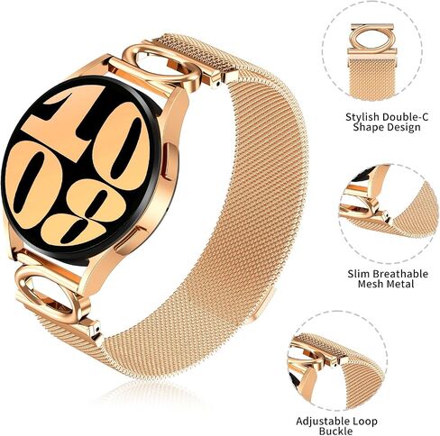 20mm Milanese Metal Bands for Samsung Galaxy Watch 6 5 4 Band 40mm 44mm/Watch 5 Pro Band 45mm/Watch 6 4 Classic/Watch 3 41mm in Saudi Arabia