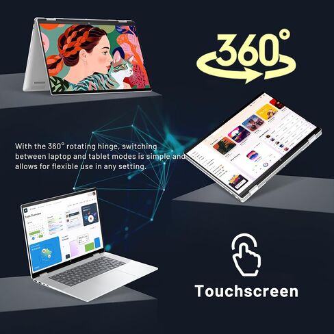 HP Envy X360 16 "كمبيوتر محمول ، 2-في 1 شاشة اللمس Wuxga ، Intel Ultra 7 155U ، 16 جيجا بايت LPDDR5 ، تخزين 2.16 تيرابايت (2TB SSD و 160GB للإرساء in Saudi Arabia