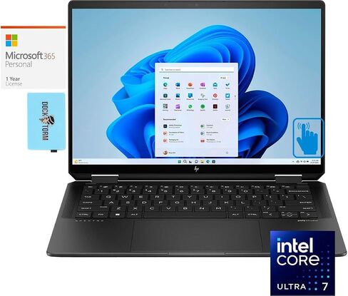 HP Specter X360 Business 2-in-1 LAPTOP 14.0 "شاشة تعمل باللمس OLED 2.8K (Intel Ultra 7-155H ، 32GB LPDDR5X ، 2TB PCIE SSD ، Backlit KB ، Win 11 Pro) W/MS 365 Personal ، DKZ USB Port. in Saudi Arabia