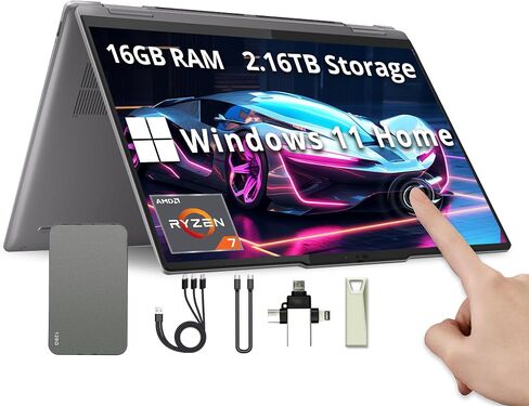 Lenovo Yoga 7 2-in-1 14 "2K شاشة اللمس المحمول ، AMD RYZEN 7 8840HS ، 16 جيجا بايت LPDDR5X ، 2.16 تخزين (2TB SSD+160 محطة الإرساء) ، مجموعة AMD Radeon 780M ، بصمات الأصابع ، Backlit KB ، Win 11 ، in Kuwait