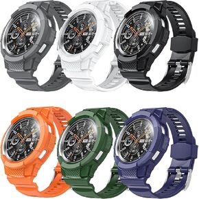 Compatible with Samsung Galaxy Watch 4 classic 42mm Band,One-piece watchband Case, Military Sport Rugged Band Case Protector for Samsung Galaxy Watch 4 classic 46mm bands men women
