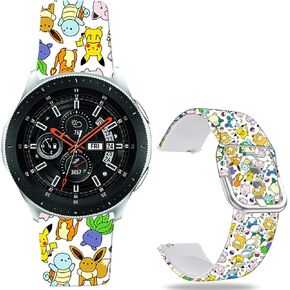 Pikacu Sea Turtle Anime Bands Compatible with Samsung Galaxy Watch 46mm/Gear S3 Frontier/Classic/Watch 3 45mm/Vivoactive 4/Ticwatch Pro/Huawei Watch GT2 Pro Band Fancy 22mm Cartoon Strap