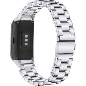 ECSEM Compatible with Samsung Galaxy Fit SM-R370 Bands, Galaxy Fit Watch Band Solid Stainless Steel Metal Replacement Bracelet Strap fit Galaxy Fit SM-R370 Smart Watch, Adjustable