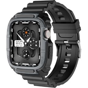Loxoto Compatible for Apple Watch Strap 44mm 42mm with Bumper Case, Rugged Protective Drop Shock Resistant Case with TPU Band Strap Fit for iWatch 6/SE/5/4/3 Men Women Sport Military Style