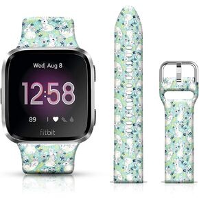 Floral Silicone Sport Bands Compatible with Fitbit Versa/Versa 2/Versa Versa SE for Women Men Girls, Flower Printed Soft Silicone Strap Replacement for Fitbit Versa Lite SE Watch