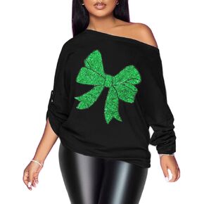 PESION Womens Off The Shoulder Tops Sexy Shiny Metallic Shirts Long Sleeves Fashion Graphic T-shirts Blouses