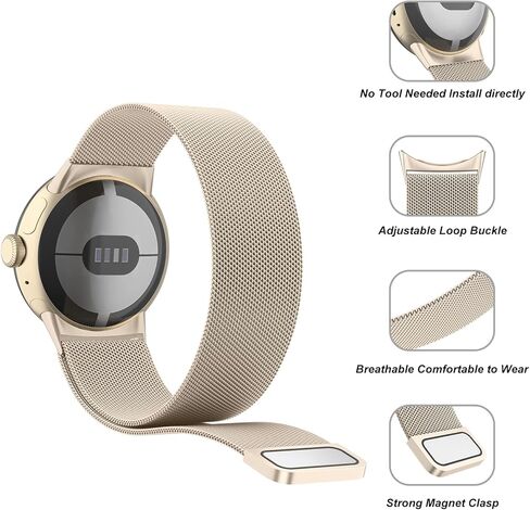 Amzpas Band for Google Pixel Watch 3 41mm Band Women Men ، حزام استبدال مغناطيسي قابل للتعديل in Kuwait