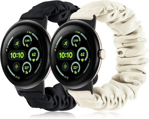 Scrunchie Bands Compatible with Google Pixel Watch 3 45mm Watch Band,Elastic Fabric Watch Band,Scrunchie Strap Replacement Watch Bands For Women(2 Pack) in Saudi Arabia