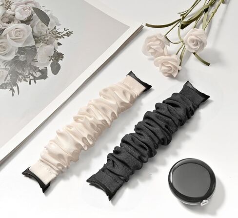 Scrunchie Bands Compatible with Google Pixel Watch 3 45mm Watch Band,Elastic Fabric Watch Band,Scrunchie Strap Replacement Watch Bands For Women(2 Pack) in Saudi Arabia