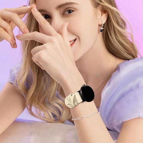 Scrunchie Bands Compatible with Google Pixel Watch 3 45mm Watch Band,Elastic Fabric Watch Band,Scrunchie Strap Replacement Watch Bands For Women(2 Pack) in Saudi Arabia