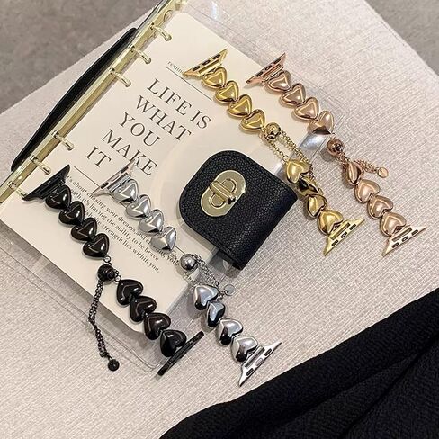 متوافق مع Apple Watch Band Woman Man 41mm 40mm 38mm 44mm 45mm 42mm Ultra 49mm ، Love of Heart Steel Steel Metal Metal Bangle Banglet Series Iwatch Series 9 8 7 6 5 4 3 2 in Kuwait