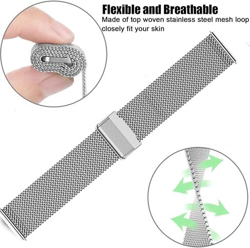 Watch Bands for Galaxy Watch 46mm/Galaxy Watch 3 45mm/Gear S3 Frontier/Classic Band, 22mm Mesh Stainless Steel Watch band for Garmin Vivoactive 4 45mm,Fossil Gen 5 Carlyle hr/Garrett in Kuwait