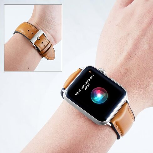 Binlun متوافق مع شريط Apple Watch 42mm 44mm 45mm 46mm 49mm 49 مم من الجلد الشمع والسيليكون هجين حزام ملائم لـ iWatch Ultra Ultra2 SE SE2 10/9/8/7/6/5/4/3/2/1 (بني فاتح) in Saudi Arabia