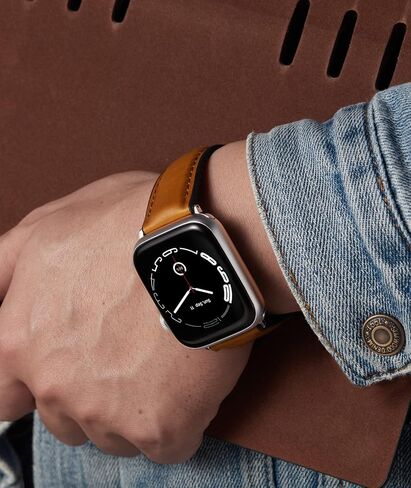 Binlun متوافق مع شريط Apple Watch 42mm 44mm 45mm 46mm 49mm 49 مم من الجلد الشمع والسيليكون هجين حزام ملائم لـ iWatch Ultra Ultra2 SE SE2 10/9/8/7/6/5/4/3/2/1 (بني فاتح) in Saudi Arabia