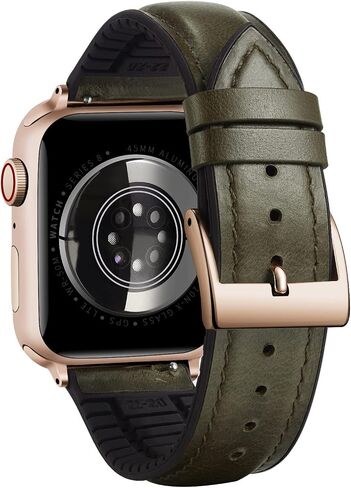 Binlun متوافق مع شريط Apple Watch 42mm 44mm 45mm 46mm 49mm 49 مم من الجلد الشمع والسيليكون هجين حزام ملائم لـ iWatch Ultra Ultra2 SE SE2 10/9/8/7/6/5/4/3/2/1 (بني فاتح) in Saudi Arabia