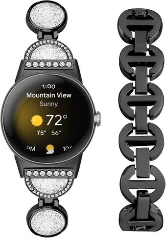 Fitturn bling Band متوافق مع Google Pixel Watch 3 41 مم/مشاهدة 2 ، استبدال المجوهرات الماس المعدنية المعصم المعصم حزام أنيق ، سوار فاخر من الفولاذ المقاوم للصدأ للنساء in Kuwait