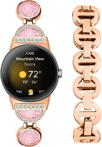Fitturn bling Band متوافق مع Google Pixel Watch 3 41 مم/مشاهدة 2 ، استبدال المجوهرات الماس المعدنية المعصم المعصم حزام أنيق ، سوار فاخر من الفولاذ المقاوم للصدأ للنساء in Kuwait