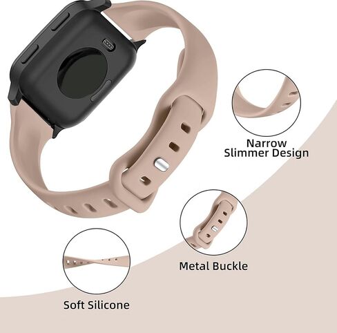 2 Pack Sport Slim Silicone Watch Bands Compatible with Garmin Venu Sq/Venu Sq 2, 20mm Thin Soft Narrow Strap Wristband for Garmin Vivoactive 5 / Vivoactive 3 in Saudi Arabia