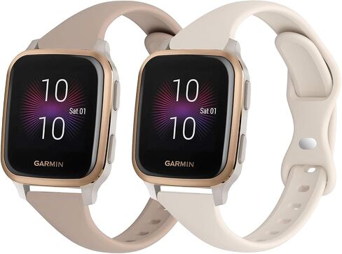 2 Pack Sport Slim Silicone Watch Bands Compatible with Garmin Venu Sq/Venu Sq 2, 20mm Thin Soft Narrow Strap Wristband for Garmin Vivoactive 5 / Vivoactive 3 in Saudi Arabia