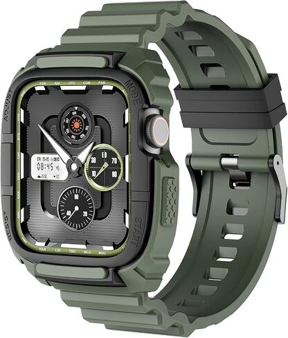 Loxoto Compatible for Apple Watch Strap 44mm 42mm with Bumper Case, Rugged Protective Drop Shock Resistant Case with TPU Band Strap Fit for iWatch 6/SE/5/4/3 Men Women Sport Military Style in Saudi Arabia