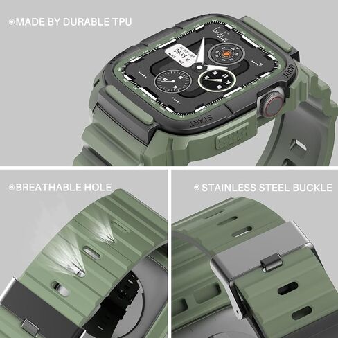 Loxoto Compatible for Apple Watch Strap 44mm 42mm with Bumper Case, Rugged Protective Drop Shock Resistant Case with TPU Band Strap Fit for iWatch 6/SE/5/4/3 Men Women Sport Military Style in Saudi Arabia