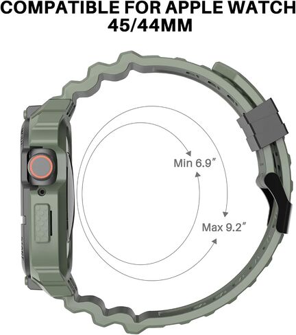 Loxoto Compatible for Apple Watch Strap 44mm 42mm with Bumper Case, Rugged Protective Drop Shock Resistant Case with TPU Band Strap Fit for iWatch 6/SE/5/4/3 Men Women Sport Military Style in Saudi Arabia