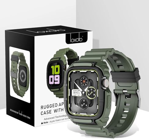 Loxoto Compatible for Apple Watch Strap 44mm 42mm with Bumper Case, Rugged Protective Drop Shock Resistant Case with TPU Band Strap Fit for iWatch 6/SE/5/4/3 Men Women Sport Military Style in Saudi Arabia