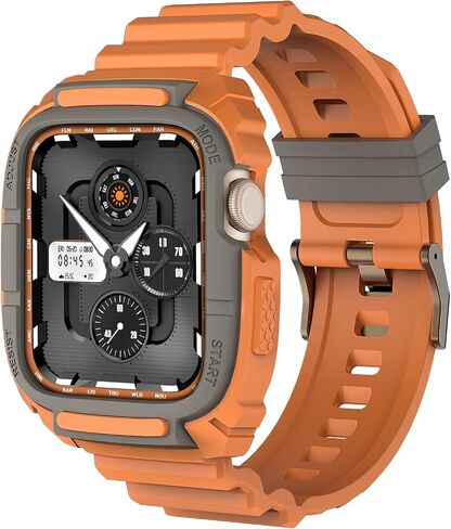 Loxoto Compatible for Apple Watch Strap 44mm 42mm with Bumper Case, Rugged Protective Drop Shock Resistant Case with TPU Band Strap Fit for iWatch 6/SE/5/4/3 Men Women Sport Military Style in Saudi Arabia