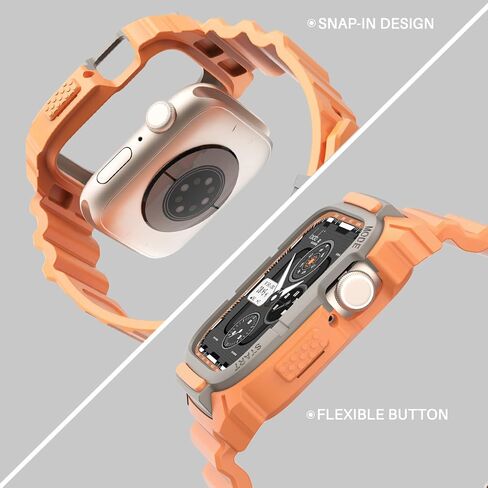 Loxoto Compatible for Apple Watch Strap 44mm 42mm with Bumper Case, Rugged Protective Drop Shock Resistant Case with TPU Band Strap Fit for iWatch 6/SE/5/4/3 Men Women Sport Military Style in Saudi Arabia