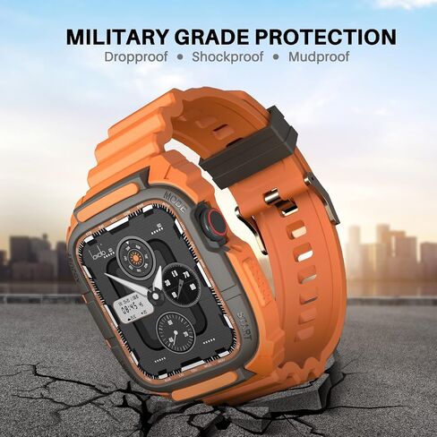 Loxoto Compatible for Apple Watch Strap 44mm 42mm with Bumper Case, Rugged Protective Drop Shock Resistant Case with TPU Band Strap Fit for iWatch 6/SE/5/4/3 Men Women Sport Military Style in Saudi Arabia