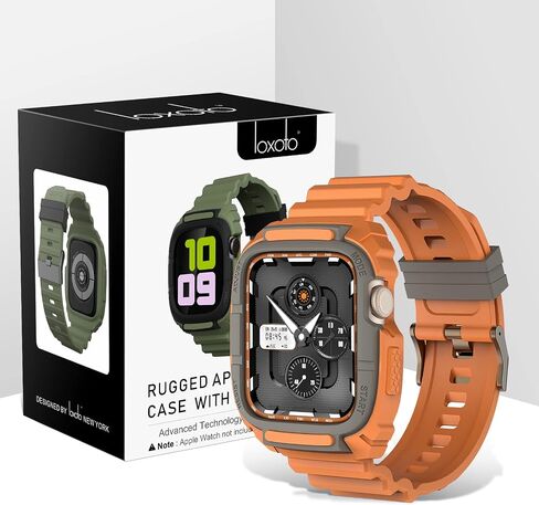 Loxoto Compatible for Apple Watch Strap 44mm 42mm with Bumper Case, Rugged Protective Drop Shock Resistant Case with TPU Band Strap Fit for iWatch 6/SE/5/4/3 Men Women Sport Military Style in Saudi Arabia