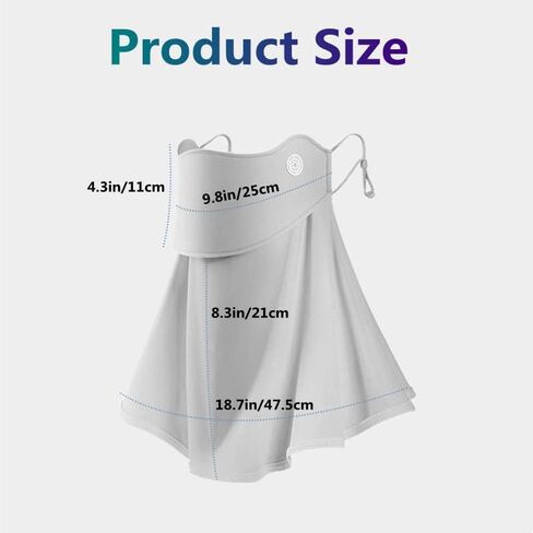 قناع وجه للحماية من الشمس للجنسين مع قبعة قابلة للفصل، حلقة أذن قابلة للتعديل، باندانا من الحرير الجليدي، حماية من الأشعة فوق البنفسجية للوجه للرياضات الصيفية الخارجية، رمادي in Kuwait