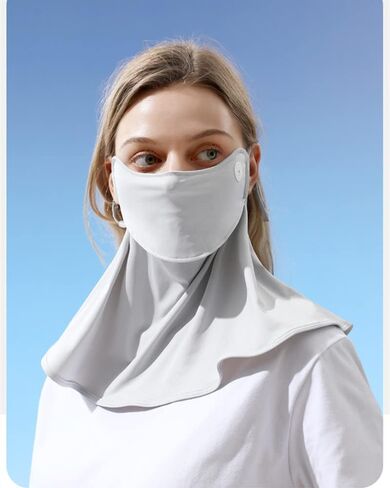 قناع وجه للحماية من الشمس للجنسين مع قبعة قابلة للفصل، حلقة أذن قابلة للتعديل، باندانا من الحرير الجليدي، حماية من الأشعة فوق البنفسجية للوجه للرياضات الصيفية الخارجية، رمادي in Kuwait