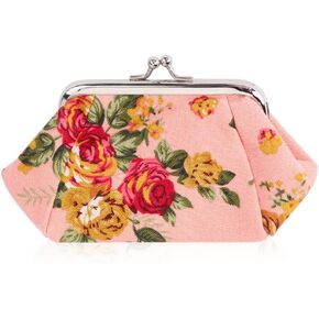 Oyachic Printed Coin Purse Vintage Pouch Buckle Clutch Bag Kiss-lock Change Purse Floral Clasp Closure Wallets For Women Girl in Kuwait