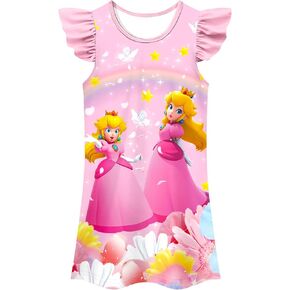 JAZZMAD Cute Princess Flutter Sleeve Dress for Kids Casual Playwear Toddler Girls 3-8Y