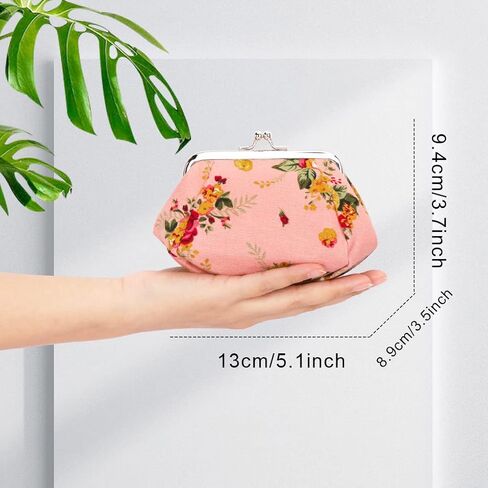 Oyachic مطبوعة محفظة نسائية للعملات المعدنية خمر الحقيبة مشبك حقيبة صغيرة قبلة قفل تغيير محفظة الأزهار المشبك إغلاق محافظ للنساء فتاة in Saudi Arabia