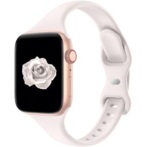 Acrbiutu Bands Compatible with Apple Watch 38mm 40mm 41mm 42mm 44mm 45mm 49mm, Slim Thin Narrow Replacement Soft Silicone Sport Strap Wristbands for iWatch Series 9/8/7/6/5/4/3/2/1 Ultra SE Women Men
