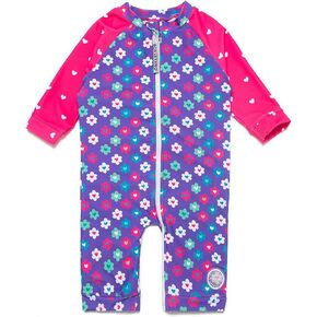 Baby Girl One-Picec Swimsuits Long Sleeve UPF 50+ Come with a Hats