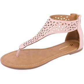 صنادل نسائية مسطحة بشريط على شكل حرف T، صنادل بشريط للكاحل، صنادل صيفية in Kuwait