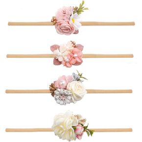 Baby Girl Floral Headbands Set - 3pcs Flower Crown Newborn Toddler Hair Accessories