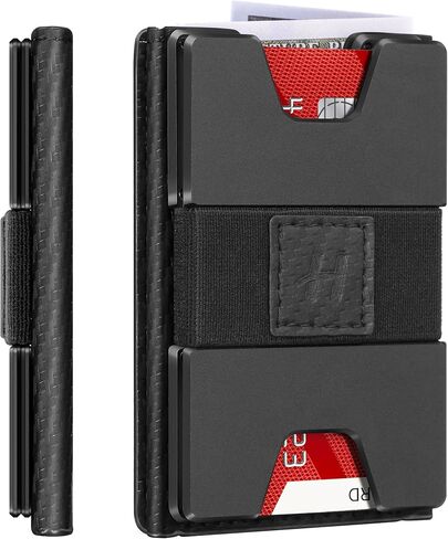 Minimalist Wallet for Men, Metal Rfid Blocking Card Case, Slim Tri-fold Wallet, Magnetic Card Holder, 15 Cards Capacitiy, Front Pocket Wallet with Cash Slot, Carbon Fiber in Saudi Arabia