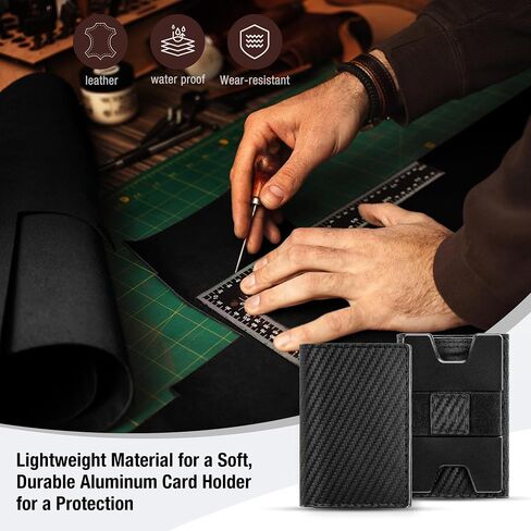 Minimalist Wallet for Men, Metal Rfid Blocking Card Case, Slim Tri-fold Wallet, Magnetic Card Holder, 15 Cards Capacitiy, Front Pocket Wallet with Cash Slot, Carbon Fiber in Saudi Arabia