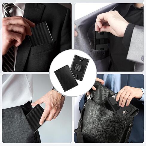Minimalist Wallet for Men, Metal Rfid Blocking Card Case, Slim Tri-fold Wallet, Magnetic Card Holder, 15 Cards Capacitiy, Front Pocket Wallet with Cash Slot, Carbon Fiber in Saudi Arabia
