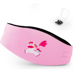 HeySplash Swimming Headband Kids, Ear Bands with Swimming Ear Plugs, Soft Swim Earplugs Reusable, Waterproof Swimmer Headband for Kids, 2 Pair Swimming Ear Plugs, Ear Protection, M, Pink Unicorn in Kuwait