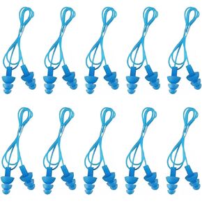 Silicone Swimmers Ear Plugs,10 Pairs Soft Silicone Swim Ear Plugs Reusable with Corded String Ear Plugs for Swimming Sleeping,Black