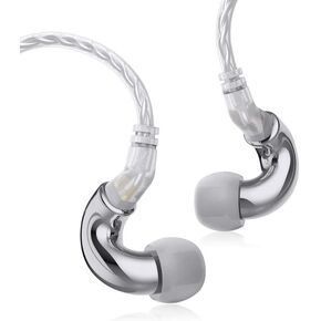 keephifi IEM BLON BL-Mini Zinc Alloy Cavity, 6mm Lightweight Diaphragm Earbuds with 2Pin Detachable Cable of HiFi Bass IEM Headphones for Music Sports and Videos (no mic, Silver)