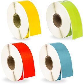 HOUSELABELS Compatible DYMO 30252 RD, BL, YL, GN Address Labels (1-1/8" x 3-1/2"), Strong Permanent Adhesive, Compatible with DYMO LW 450, 4XL, Rollo & Zebra Desktop Printers, 4 Rolls /1400 Labels